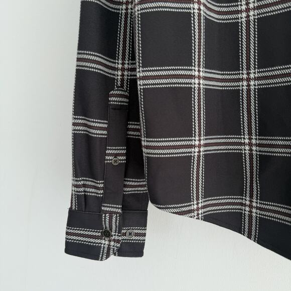 Rhone Flannel Shirt Men Medium Hardy Brown Plaid Dark Espresso Windowpane Preppy - Picture 6 of 12